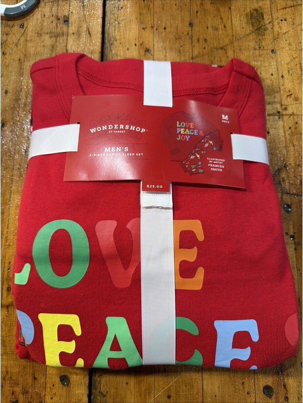 Wondershop At Target Men’s 2 Piece Family Sleep Set Cotton, Med Love Peace Joy